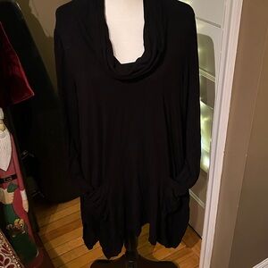 Philosophy Midnight Black Cowl Neck Tunic with Pockets